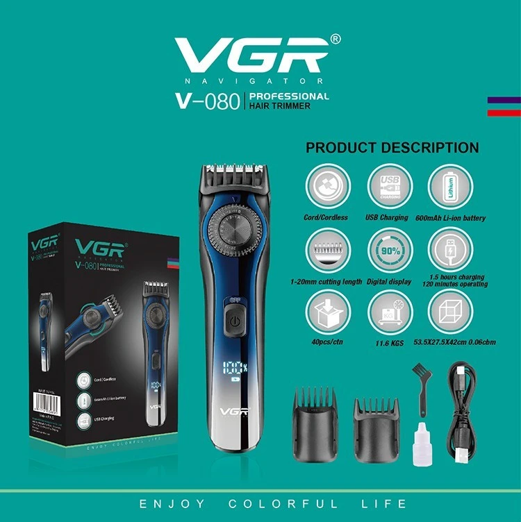 VGR V-080 Zero Adjustable Professional Rechargeable Hair trimmer product thumbnail 9