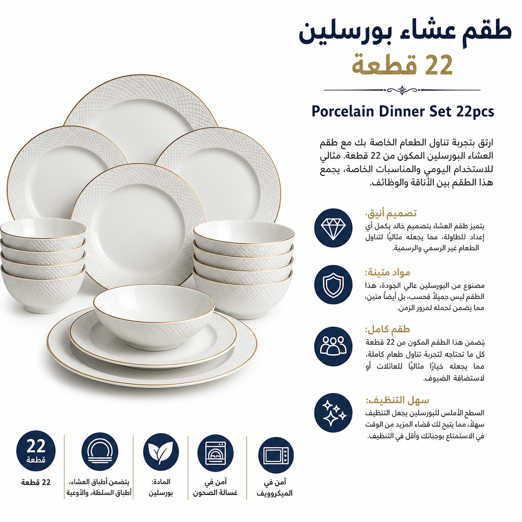 Porcelain Dinner Set 22pcs