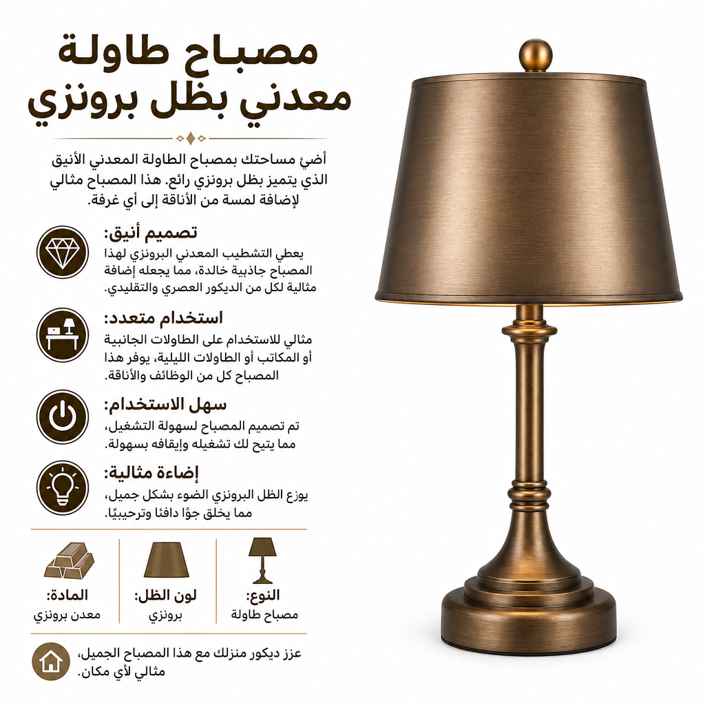 Metal Table Lamp Bronze Shade