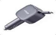 Anker Nano Car Charger (75W, USB-C Port, Built-In Retractable USB-C Cable) Gray 1