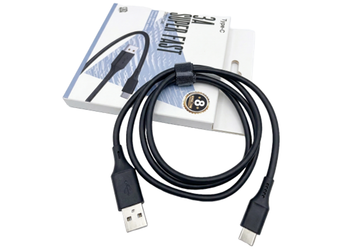 TECNO TCD C12 3A USB-A to USB-C Super Fast Charging & Data Sync Up to 480Mbps Data Transfer 1M , Black product thumbnail 2
