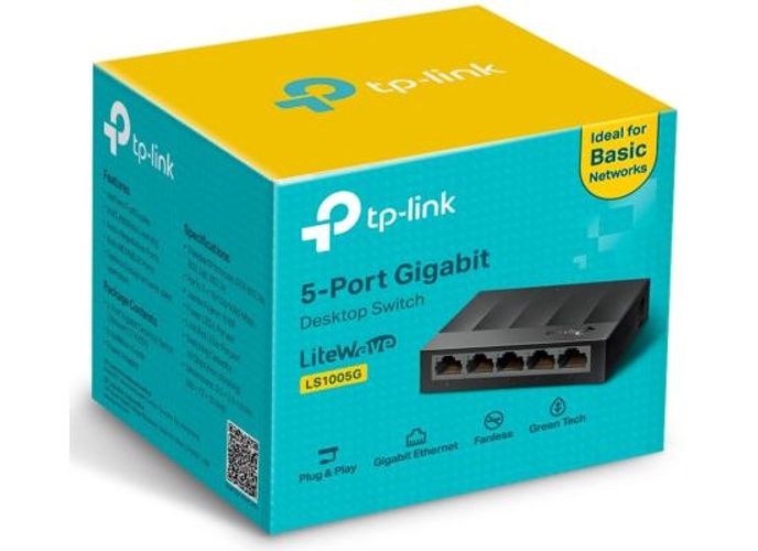 TP-Link LS1005G Litewave 5 Port Gigabit Ethernet Switch | Desktop Ethernet Splitter | Unshielded Network Switch | Plug & Play | Fanless Quiet | Unmanaged - Black product thumbnail 2