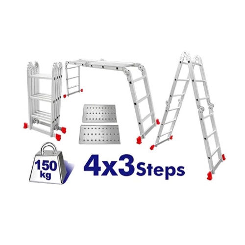EMTOP ELAD4431 Multi-Purpose Foldable Aluminum Ladder – 3×4
