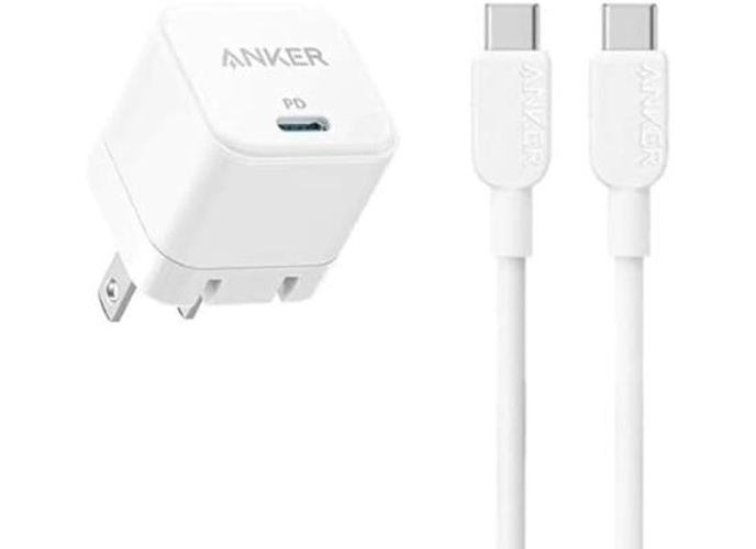 Anker USB-C Fast Charger 20W with Foldable Plug + USB-C to USB-C Cable – Compact Power Adapter for iPhone 15 Series, Galaxy, Pixel, iPad & More – White product thumbnail 2