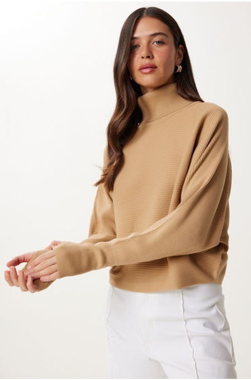 Women's Biscuit Finger-Locked Crop Ribbed Knit Sweater product thumbnail 4