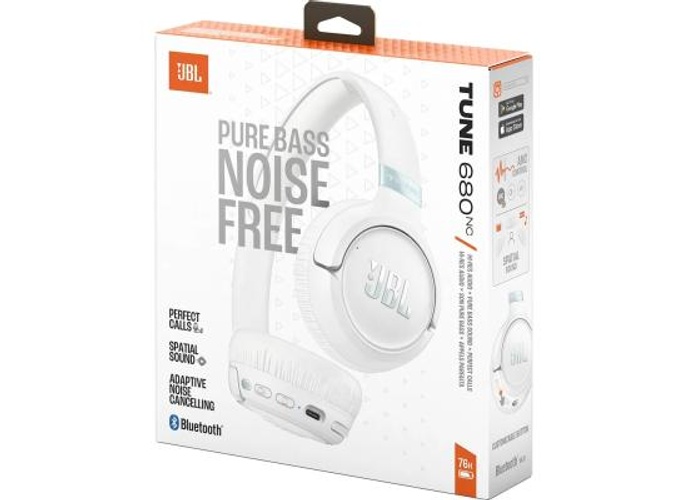 JBL Tune 680 NC Wireless On-Ear Bluetooth Headphones with Adaptive Noise-Cancelling Technology, Smart Ambient, 76-Hour Battery Life and Google Fast Pair/Microsoft Swift Pair, White product thumbnail 2