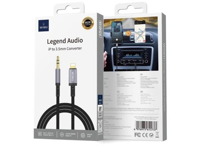 WIWU Wi-C048L Legend Audio Series Lightning to 3.5mm Aux 1.5M Cable - Black product thumbnail 2