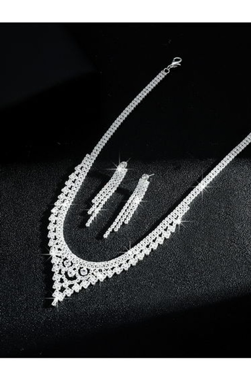 2-Piece Embellished Necklace And Earrings Jewelry Set product thumbnail 3