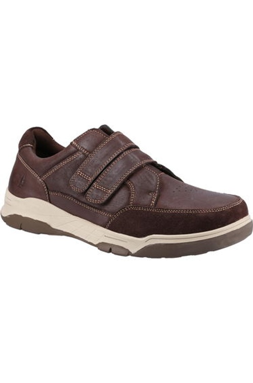 Hush Puppies Mens Fabian Leather Double Strap Shoes - Brown