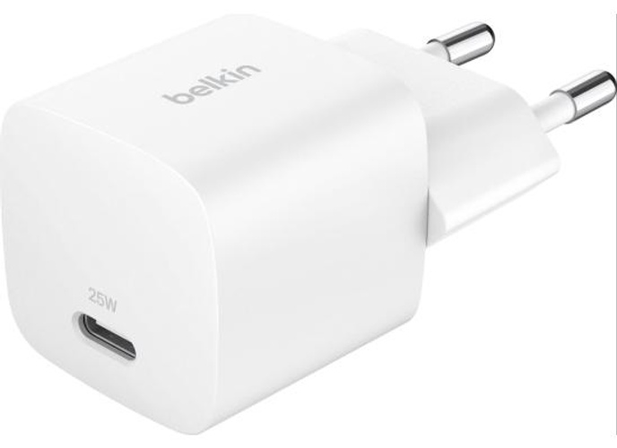 Belkin BoostCharge Compact 25W USB-C PD Fast Charging AC Charger for All iPhone 16 and iPhone 15 Models Samsung Galaxy S25, iPad, AirPods, and More - White product thumbnail 2