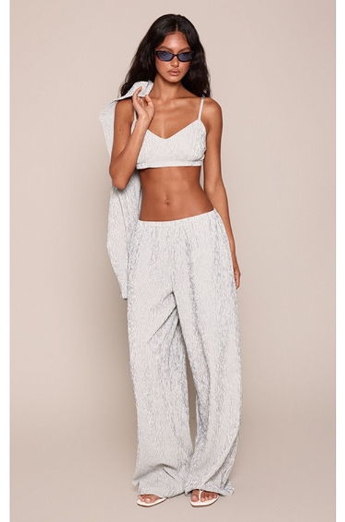 Navy Textured Stripe Bralette Co-ord