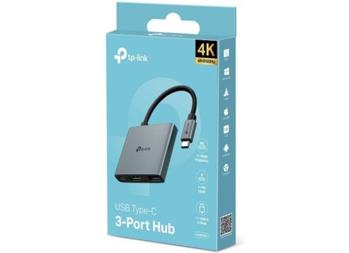 TP-Link UH3020C USB Type-C 3 in 1 Hub, USB 3.0, 5Gbps Data Transfer, USB A, HDMI 4K@60Hz, 100W PD 3.0 Fast Charging, Expand Connections, Self-Storage, Braided Cable, Plug&Play, Easy to use product thumbnail 2