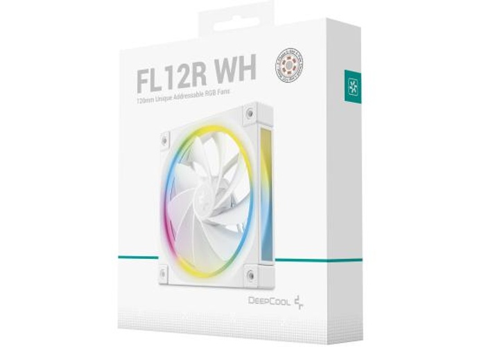 DeepCool FL12R Reversed Fan Blade 120mm Case Fans, 2150 RPM Fan Speed, 55 CFM Fan Airflow, Fluid Dynamic Bearing Type, 4-Pin PWM Fan Connector, Addressable RGB LED, Single Pack, White product thumbnail 2