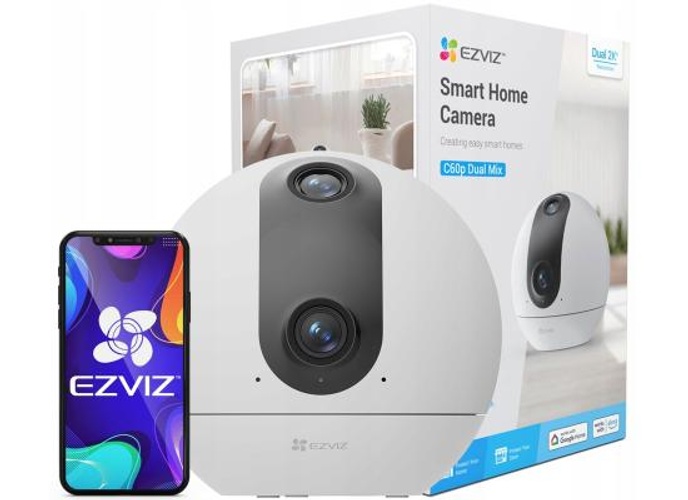 Ezviz C60p Dual Mix Smart Home Wi-Fi Camera, 2K & 2K Dual-Lens Stitching, 360° Panoramic View, IR Night Vision, Smart Tracking, Two Patrol Modes, H.265 Video Compression, White product thumbnail 2