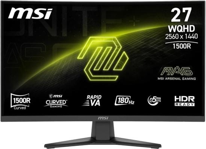 MSI MAG 275CQF E18 27" Curved 1500R Rapid VA QHD 2K 180Hz 0.5ms HDR Ready Frameless Night Vision Less Blue Light w/ 2 x HDMI & DisplayPort - Black product thumbnail 2