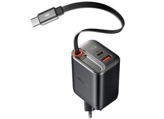 Mcdodo CH-4280 40W Gan5 USB-C Charger, Dual Port, Retractable Cable Fast Charging Adapter with LED Indicator - Black product thumbnail 2