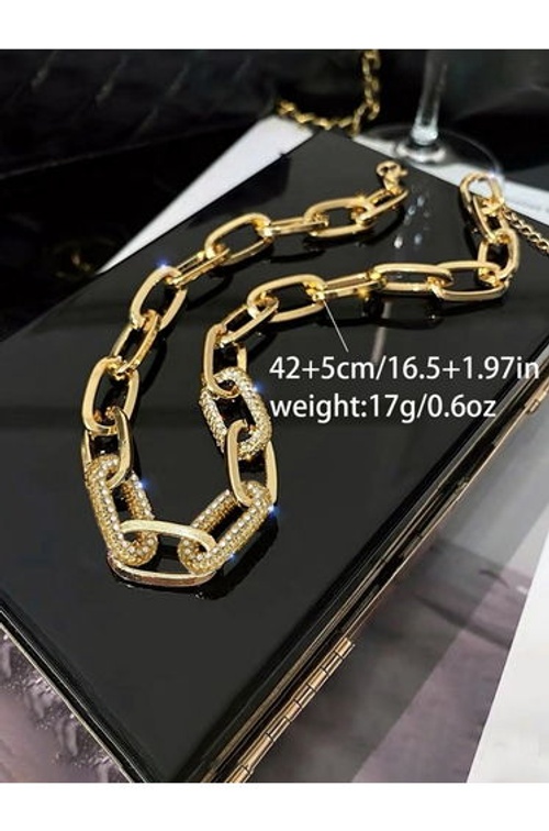 Chain Link Rhinestone Inlaid Necklace product thumbnail 4