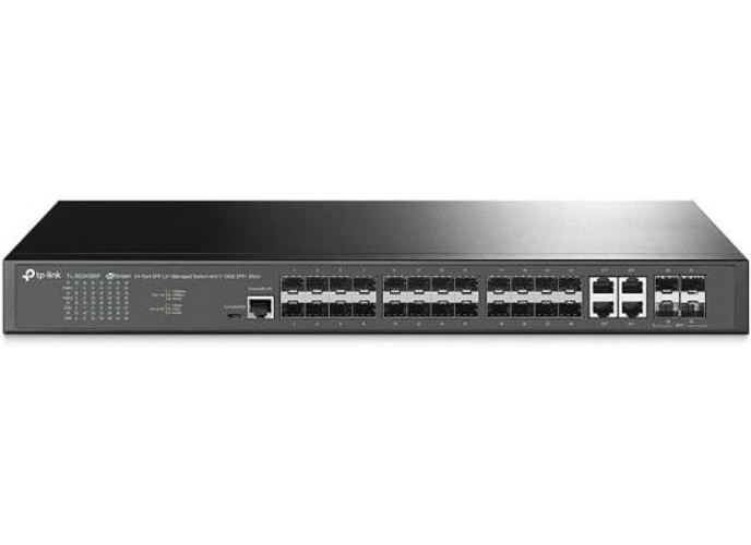TP-Link Omada SG3428XF 24-Port SFP L2+ Managed Switch with 4 10GE SFP+ Slots, 20x Gigabit SFP Ports, 4x Gigabit SFP/RJ45 Combo Ports, 4x 10G SFP+ Slots, 1x RJ45 Console Port, Black product thumbnail 2