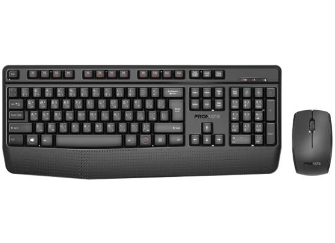 Promate ProCombo-14 Ergonomic Wireless Multimedia Keyboard with Palm Rest & Ambidextrous Mouse, 1200 DPI Sensor Resolution, Media Control, Palm Rest, English - Arabic Layout, Black product thumbnail 2