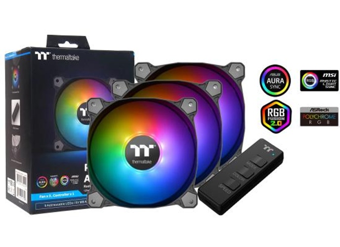 Thermaltake Pure 12 (3-Fan Pack) ARGB Sync/Analog Controller TT Premium Edition PWM Case/Radiator Fan - Black product thumbnail 2