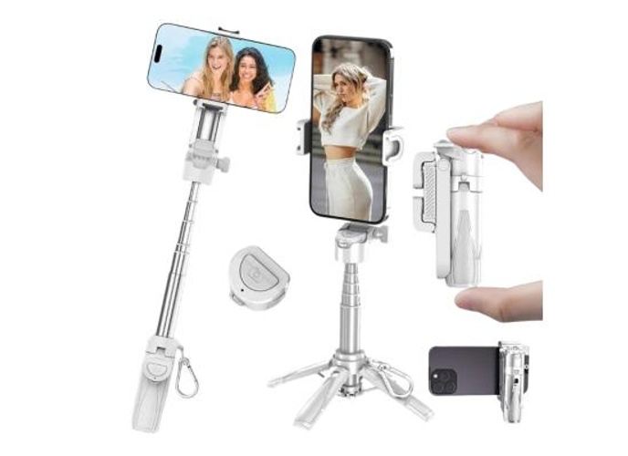 JMARY MT-18 Mini Phone Selfie Stick Tripod Extendable Phone Stand with Wireless Control for Live Streaming - White product thumbnail 2