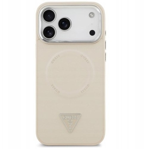 Guess MagSafe PU Leather Case with Triangle Logo for iPhone 17 Pro Max - Beige