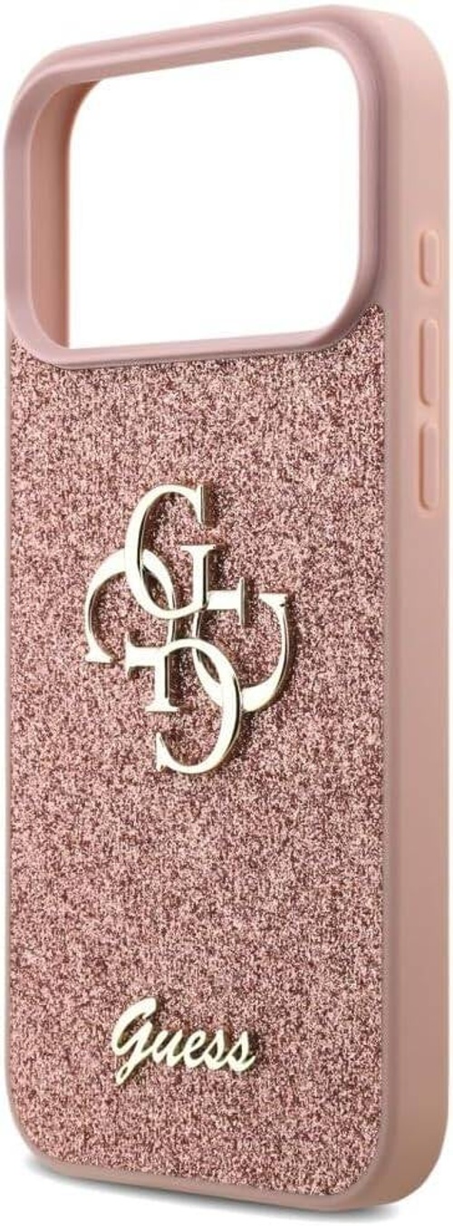 كفر جيس (Guess) بريق "Glitter" مع شعار 4G المعدني الكبير للايفون 17 برو و17 برو ماكس - زهري product thumbnail 3