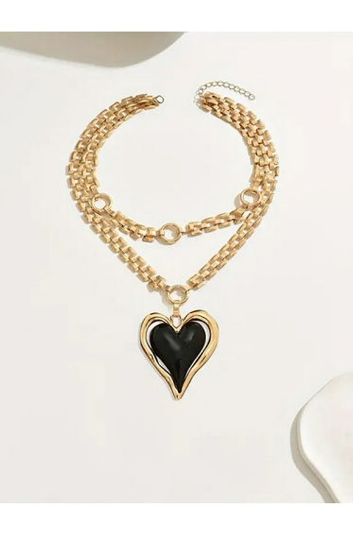 Heart Shape Decor Layered Necklace product thumbnail 3