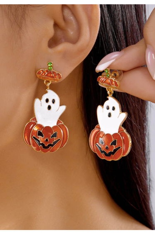 Playful Ghost and Evil Pumpkin Earrings