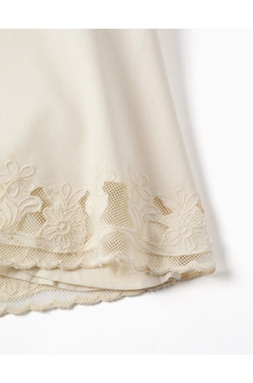 A-line sleeveless dress with embroidered flowers for girls, white product thumbnail 4