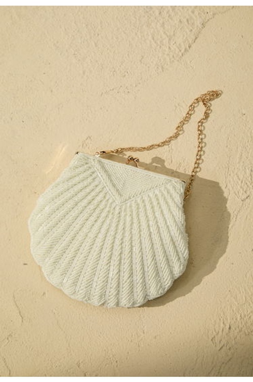 Woven Pearl Embellished Seashell Handbag product thumbnail 3