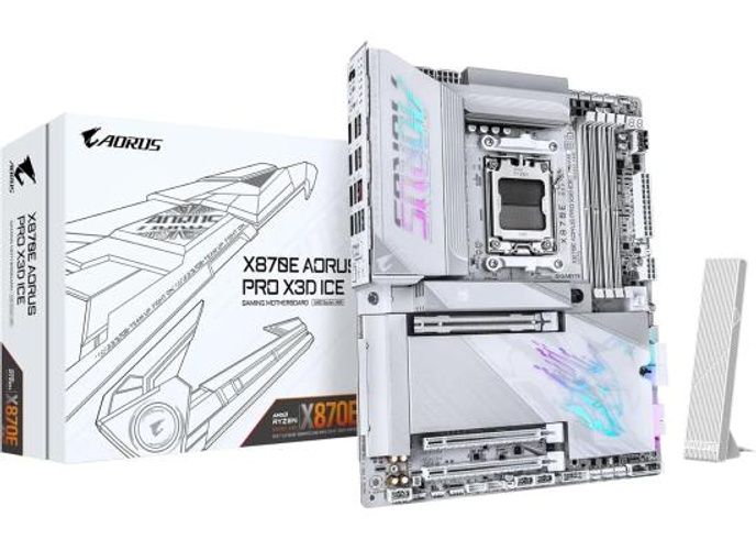 GIGABYTE X870E AORUS PRO X3D ICE ATX AM5 Motherboard, AMD X870E Chipset, 4x DDR5 DIMM Slots, Up to 256GB Max Memory, 1x PCIe 5.0 x16 with PCIe UD Slots, 4x M.2 Slots product thumbnail 2