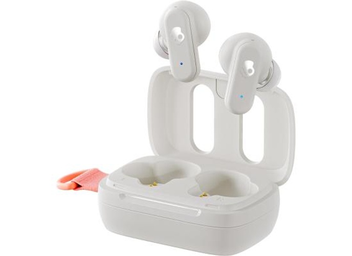Skullcandy Dime 3 Wireless Earbuds, Bluetooth Headphones, Noise Isolating Fit, Up to 20 Hours Battery, Microphone for iPhone Android, Easy Carry with Integrated Lanyard - Bone/Orange product thumbnail 2