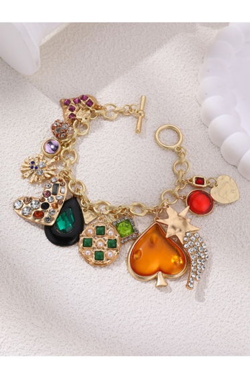 Multi Teardrop Heart Shaped Charm Bracelet product thumbnail 2