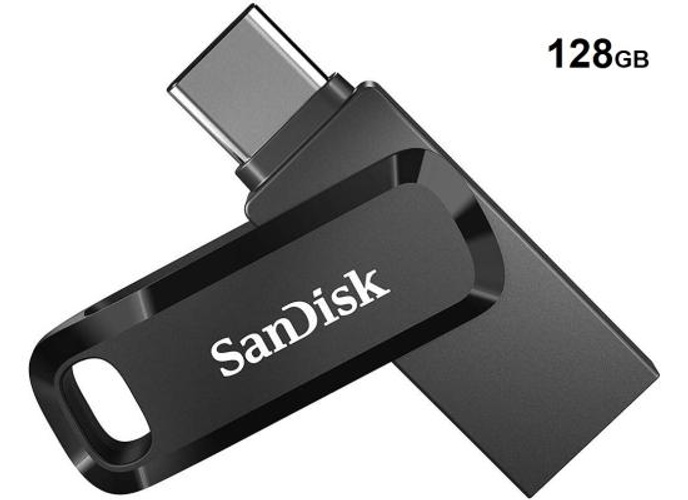SanDisk 128GB Ultra Dual Drive Go 2-in-1 Flash Drive, 128GB Capacity, Type-A and Type-C Connectors, USB 3.2 Gen 1, 400 MB/s Max Read Speed, Swivel Cover with Keyring Hole, Black product thumbnail 2