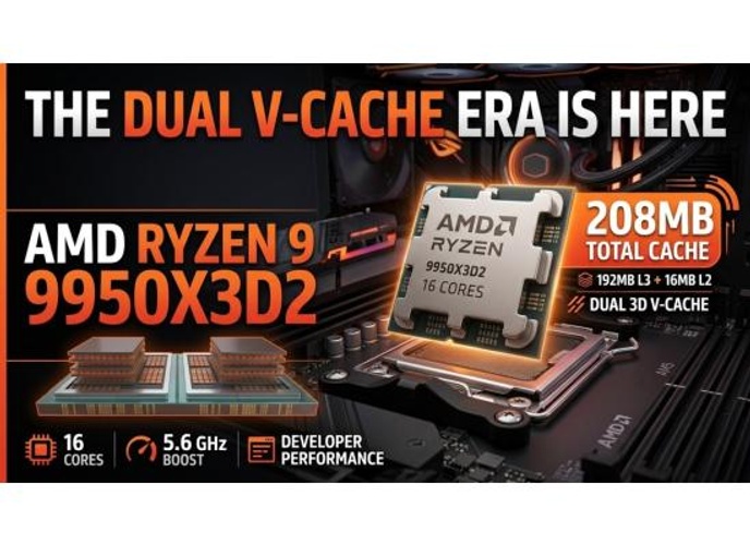 AMD RYZEN 9 9950X3D2 16-Core 4.3GHz (5.6 GHz Max Boost) 208MB Cache AM5 Desktop Processor , Tray product thumbnail 2