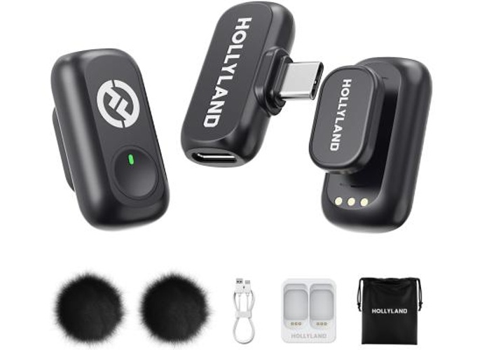 Hollyland Lark A1 Mini Wireless Microphone for iPhone 17/16/15 & Android, 48kHz/24-bit, 3-Level Intelligent Noise Cancel, Mini Mic for YouTube, Podcast, Vlogging (Black, 2TX + USB-C RX) - Black product thumbnail 2
