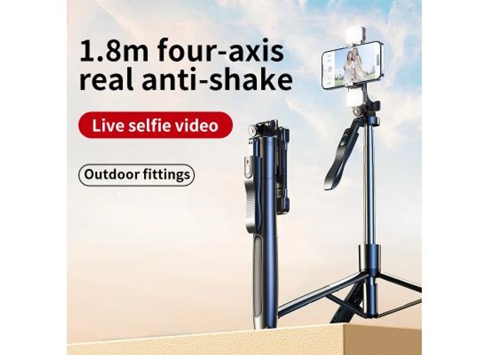 RTAKO Q052 1.8m Ultra-Wide Angle Selfie Stick (With Bluetooth Remote) - Black product thumbnail 2