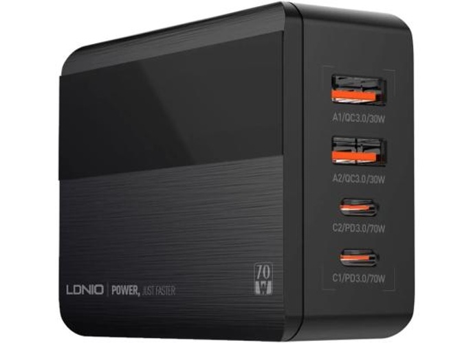 LDNIO A4808Q 70W GaN SUPER FAST CHARGING Desktop Charging for mobile phone and laptop with CE certification - Black product thumbnail 2