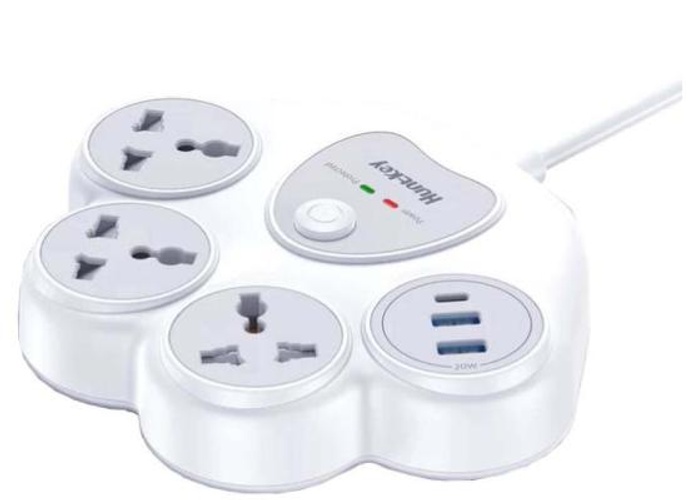 Huntkey SZN307C (Charge Station F20) 3*AC outlets,2*USB-A ports,1*USB-C ports | Surge Protect 1.5M - White product thumbnail 2