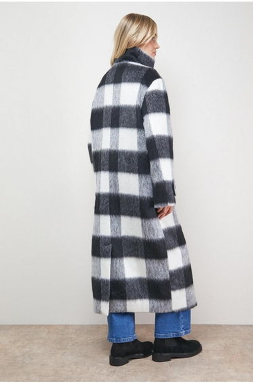 Brushed Check Funnel Neck Coat product thumbnail 2