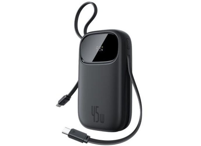 Baseus Qpow 3 Digital Display Power Bank with 2 Built-in USB-C Cables 10000mAh 45W Cosmic - Black product thumbnail 2