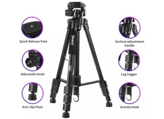 Jmary KP-2254 Professional Aluminium Tripod Monopod for All DSLR Cameras Max Load capacity - 4kgs, Max Height - 1650mm product thumbnail 2