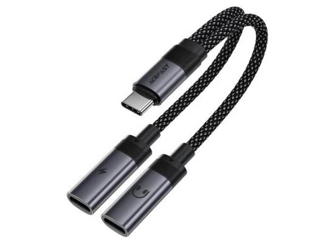 Acefast J14 - USB-C To 2x USB-C, 60W Fast Charging, Hi-Fi Audio, Aluminum Alloy, Plug & Play - Black product thumbnail 2