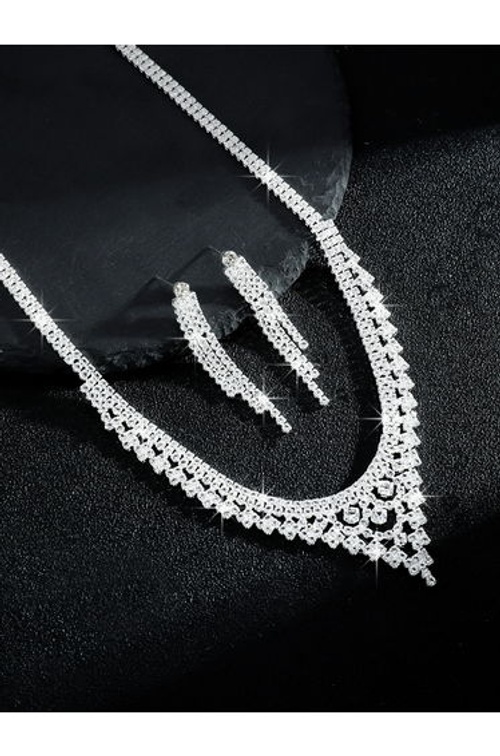 2-Piece Embellished Necklace And Earrings Jewelry Set product thumbnail 4