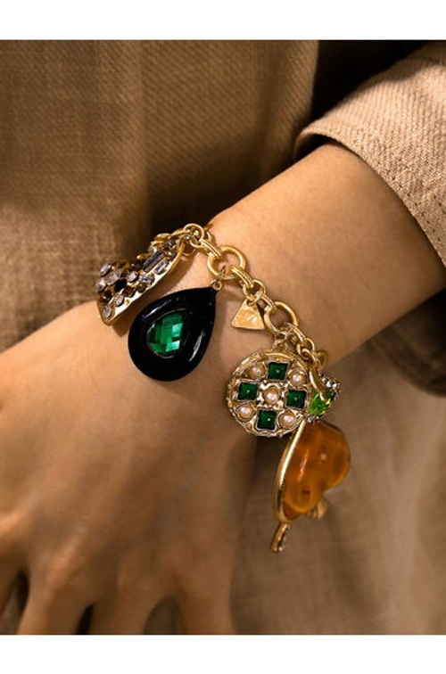 Multi Teardrop Heart Shaped Charm Bracelet