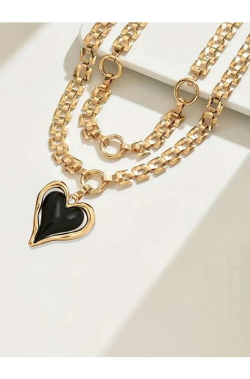 Heart Shape Decor Layered Necklace product thumbnail 4