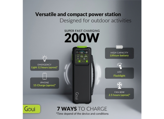 Goui Beast Power Station , with LED Flashlight Portable Power Station (200W rated output and 400W Peak), 209Wh Capacity 5 Ways To Charge Digital Screen AC & DC Ports product thumbnail 2