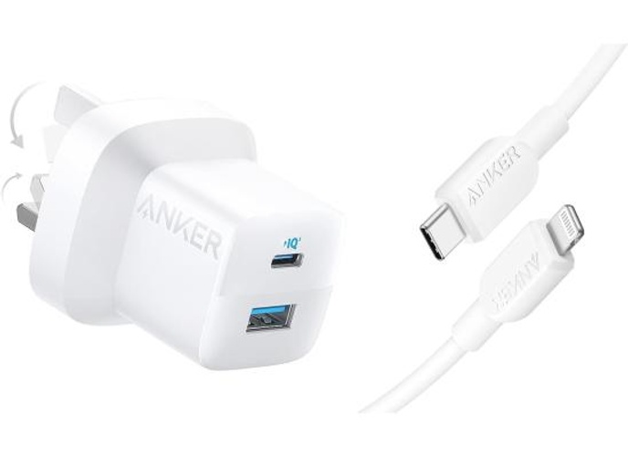 Anker 323, 33W Wall Charger + USB-C To C Cable 3ft, USB Type-A & USB Type-C Interface, ActiveShield Safety System, Portable, Universal Compatibility, White product thumbnail 2