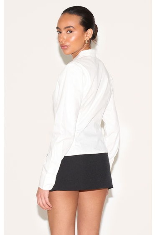 Petite White Zip Up Shirt product thumbnail 2